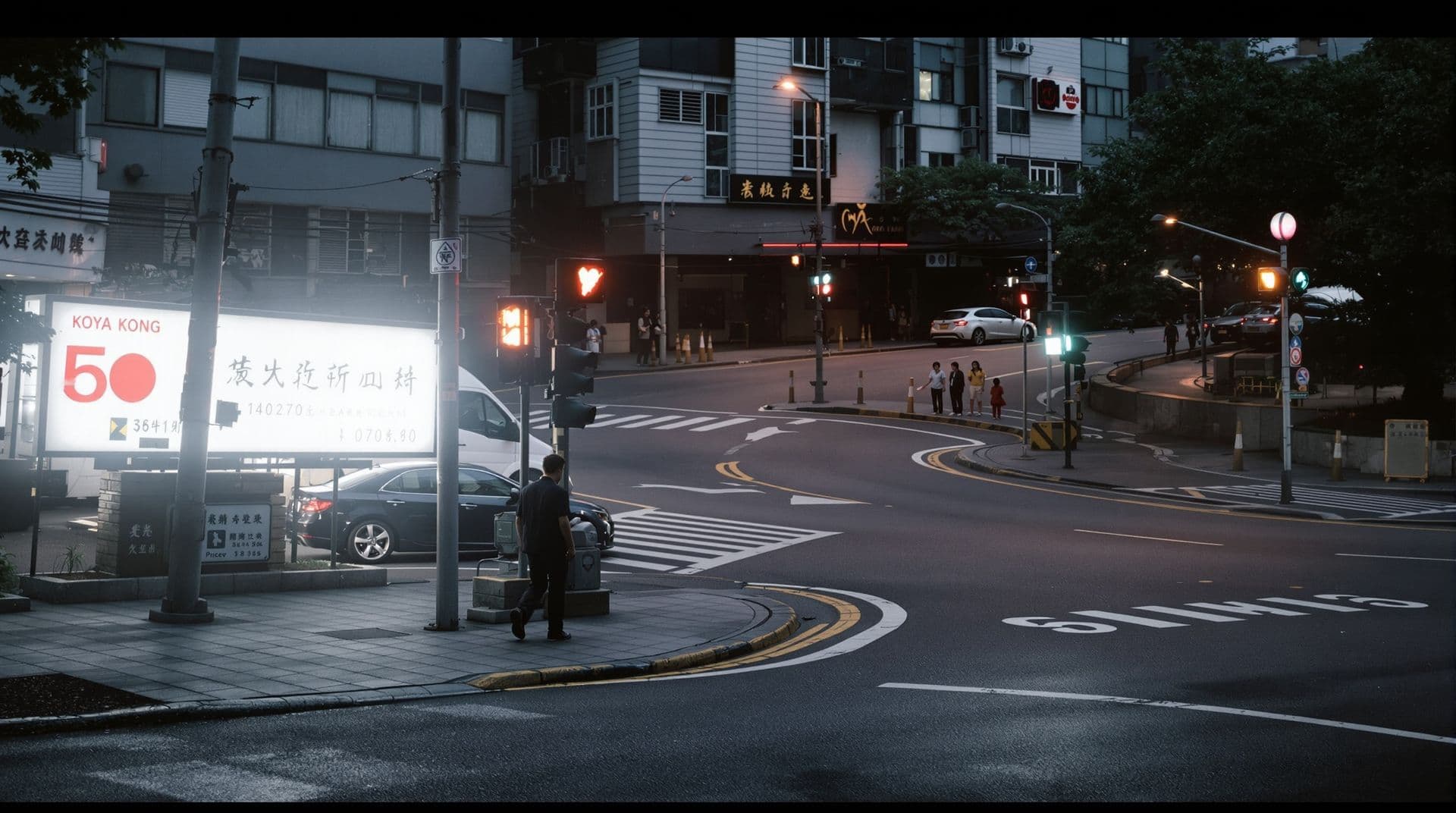 Fast Pass 品牌插圖:夜間路口街景